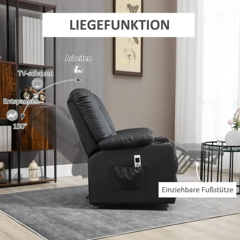 Massagestol Relaxstol Svart av Konstläder och Metall