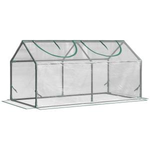 Litet Växthus med Fönster, Kompakt Drivhus i PVC, Transparent Odlingslåda för Småplantor, Transparent, 120 x 60 x 60 cm