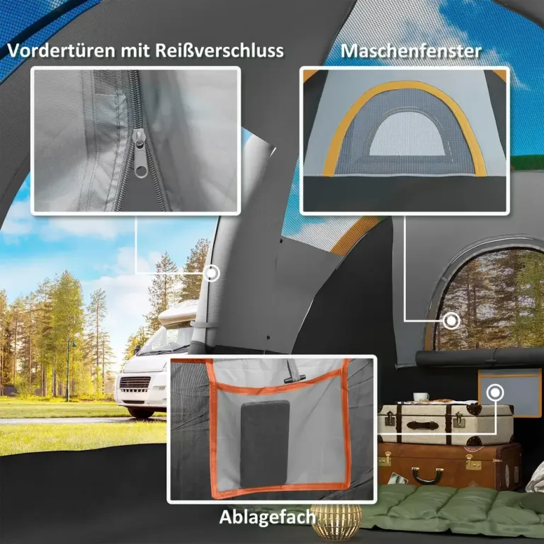 Campingtält Tunneltält för 5-6 Personer Ljusgrå