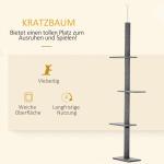Klösträd Golv-till-Tak, Justerbar Klösmöbel med Sisalpelare, Aktivitetscenter för Katter som Sparar Plats, Grå, 228-260 cm
