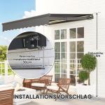 Spännmarkis Balkongmarkis med Handvev Grå av Polyester och Metall för Altan och Balkong Solskydd med Solar LED 300 cm