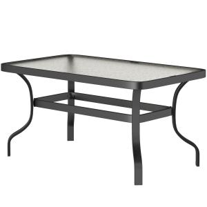 Soffbord Sidobord med Vågdesign Svart av Härdat Glas och Metall för Vardagsrum och Balkong Trädgårdsbord 95 x 55 cm