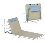 Strandmatta Strandstolar Set med 2 Beige av Stål och Tyg för Strand och Camping Justerbar Madrass med Bärväska 134 x 48 x 43 cm