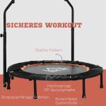 Studsmatta Fitness Rebounder Hopfällbar Svart av Stål och Tyg för Vuxna Ministudsmatta med Handtag 100 kg Ø 102 cm
