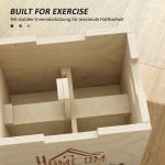 Hoppbox 3 i 1 för Träning med Robust Konstruktion och Handtag för Hemmagym Hållbar och Stabil Natur Trä 40,5 x 35,5 x 30,5 cm