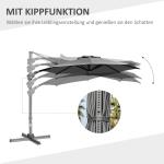 Hängparasoll med Vev, Fribärande Solskydd med Justerbar Vinkel, Stor Skuggyta för Uteplatsen, Mörkgrå, 300 cm