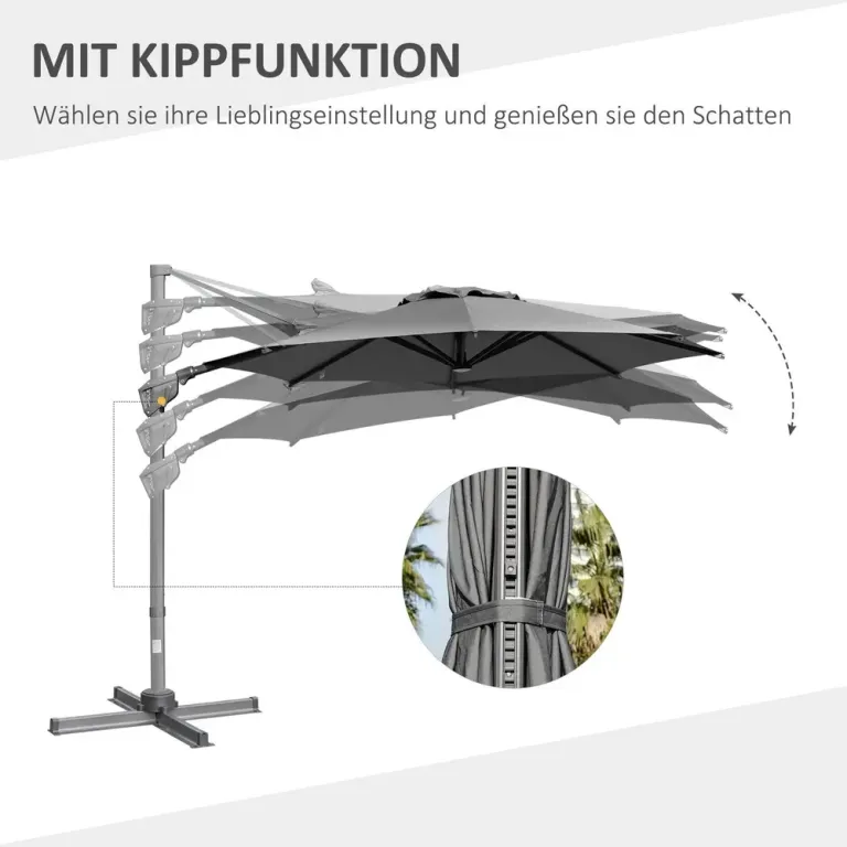 Hängparasoll med Vev Fribärande med Vinkel Stor 300 cm