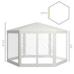 Partytält Trädgårdstält Kräm av Polyester och Metall för Trädgårdsfester 4x4m Sexkantigt Paviljong med Myggnät Elegant