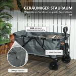 Hopfällbar Trädgårdsvagn Transportvagn med Avtagbar Presenning, 120 kg, 160 L, Mörkgrå