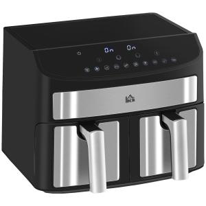 Multifunktionell Airfryer, 8 L, 2 Korgar, 60 min Timer, Silver + Svart