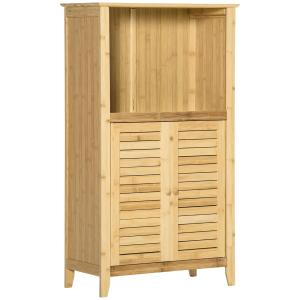 Badrumsskåp Stående Hylla Bambu Öppen Hylla för Badrum och Förvaring Naturlig 50 X 25,5 X 92 Cm
