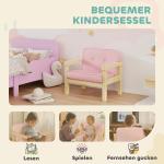 Barnfåtölj i Manchesterlook med Träram, Vadderad för Barn 3-8 År, Rosa
