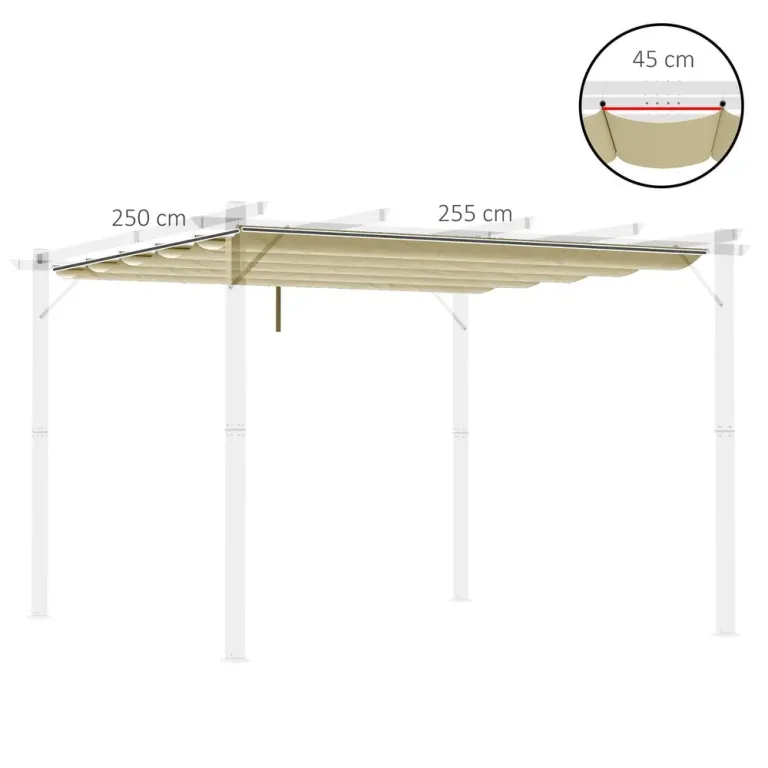 Ersättningstak Pergola Tak Beige av Polyester 3 x 3 m