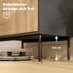 Sideboard Push to Open Svart och Naturfärgad MDF för Vardagsrum och Kök Skänk med Metallben och Dold Förvaring 120 cm