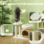 Skrapstolpe Kattträd Krämvit av Sisal och Plysch för Katter upp till 5 kg med Grotta och Säng 79 cm