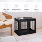 Hundhus med Bordsyta Liten Djurbur Inomhusbruk MDF och Metall Svart 81 X 58,5 X 66 Cm