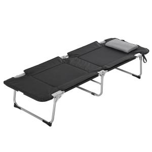 Hopfällbar Tältsäng med Kudde, Lätt Campingsäng för Utomhusbruk, Bekväm Sovplats för Camping och Gäster, Svart/Silver, 183 x 66 x 33 cm