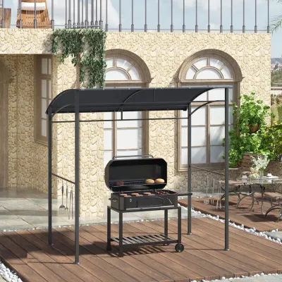 Grillpaviljong Grå Stål med Regnskydd och Krokar 220 cm