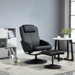 Vilstol med Fotpall, Konstläderfodral, Liggande, Ergonomisk Design, Svart