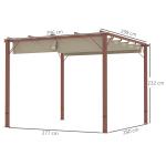 Trädgårdspergola med Justerbart Uteplatstak, Aluminiumstomme och UPF 30+ Solskydd, Naturligt Trä, 3x3 m