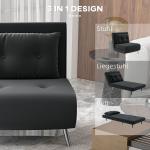Sovstol Bäddfåtölj Svart av Sammet och Metall för Gäster Hopfällbar Stol med Sängfunktion och Kuddar 77 x 88 x 83 cm