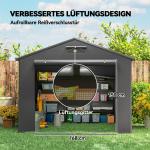 Tältgarage Rymlig Vattentät Mörkgrå PE för Motorcykel och Verktyg Upprullningsbar Dörr Ventilationsfönster 250x180 cm