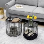 Soffbord Sidobord Set om 2 Svart av Stål för Vardagsrum och Modern Inredning Scandi Design med Förvaringsutrymme Praktisk