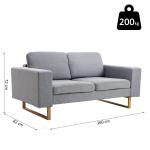 Hörnsoffa i Tyg, Modern 2-Sits Soffa med Träben, Bekväm Loungesoffa för Vardagsrummet, Ljusgrå