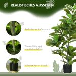 Konstgjord Ficus med 90 Realistiska Blad och Plastkruka för Vardagsrum och Kontor Hållbar och Prisvärd Grön Plast för Inomhusbruk 110 cm