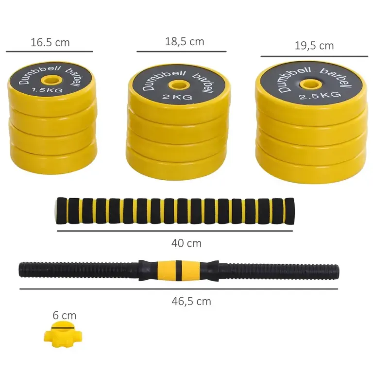 Hantelset 25 kg med Skivstång Ergonomiskt 3-i-1 Set 12