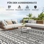 Utomhusmatta Trädgårdsmatta Boho-Stil Svart Vit av Plast för Balkong och Terrass Väderbeständig Vikbar Matta 548 x 274 cm