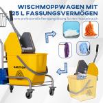 Moppvagn med 25 L Kapacitet och 4 Hjul för Effektiv Golvvård Hållbar och Ergonomisk Gul Plast för Rengöring och Städning