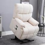 Massagestol med Uppresningshjälp, Elektrisk Relaxfåtölj med Värmefunktion, Justerbar Vilostol med Fjärrkontroll, Plysch