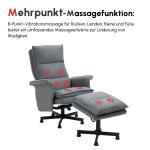 Massagekontorsstol med Fotpall, 8 Vibrationshuvuden, Fjärrkontroll, Sidoficka, Grå