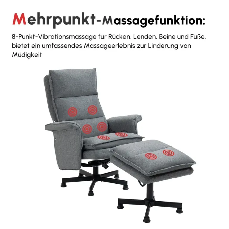 Massagekontorsstol med Fotpall 8 Vibrationshuvuden