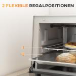 Miniugn Bordsugn med Grillgaller Krämvit av Rostfritt Stål för Kök Liten Ugn med Timer och Bakplåt 9 l 750 W