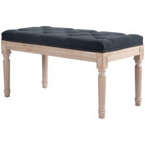 Klädd Bänk Hallbänk Mörkgrå av Tyg med Linnelook för Hall Vintage Bänk med Knappar Lastkapacitet upp till 120 kg 80 x 40 x 43 cm