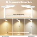 Golvlampa LED Dimbar Vit Metall och Plast för Läshörna och Kontor Modern Lampa med Fjärrkontroll och Justerbart Ljus Ögonvänlig