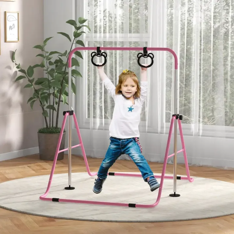 Gymnastikstång för Barn med Romerska Ringar, Rosa