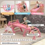 Klätterställning Inomhus Rosa Trä för Barnrum 7 i 1 Leksak med Klätterbåge och Rutschkana Hopfällbar Aktivitetsleksak för Motorik och Balans Lek