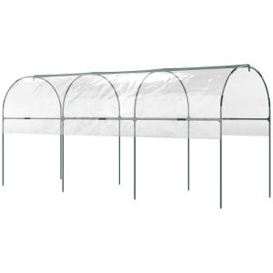 Växthus för Odling med Bogentak och Jordankare för Trädgård Hållbar och Stabil Transparent Plast 400 x 123 x 171 cm