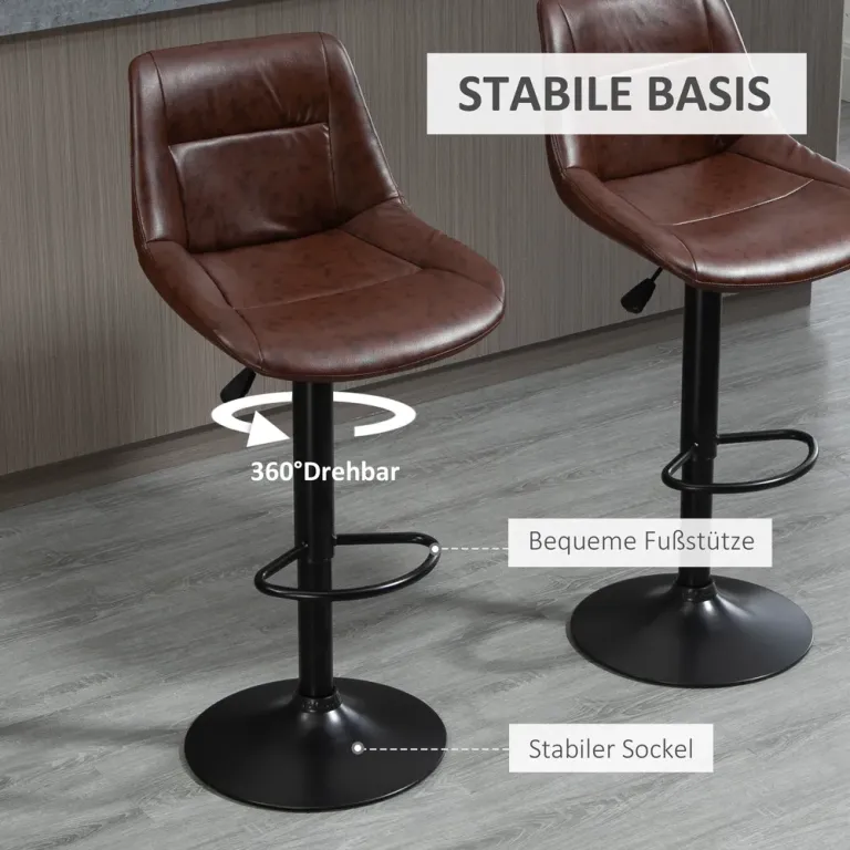 Barstolar Bänkpallar Set om 2 Brun 44 x 49 x 90-110 cm