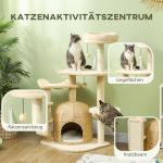 Skrapstolpe Kattträd Beige av Sisal och Plysch för Katter upp till 5 kg med Grotta och Säng 112 cm