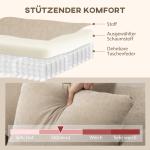 Hörnsoffa med Divan 3 Sits Beige Tyg och Metall för Vardagsrum Flexibel Soffa med Flyttbar Schäslong och 2 Kuddar Modern och Bekväm