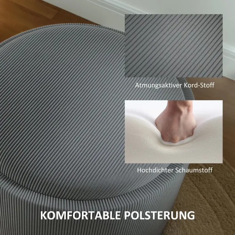 Pall Fotpall med Förvaringsutrymme Grått 56 x 56 x 42 cm