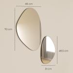 Väggspegel 2-pack Industriell Svart Metall för Hall Fönsterdesign Kiselform Dekorativ Hängspegel 70x46 cm