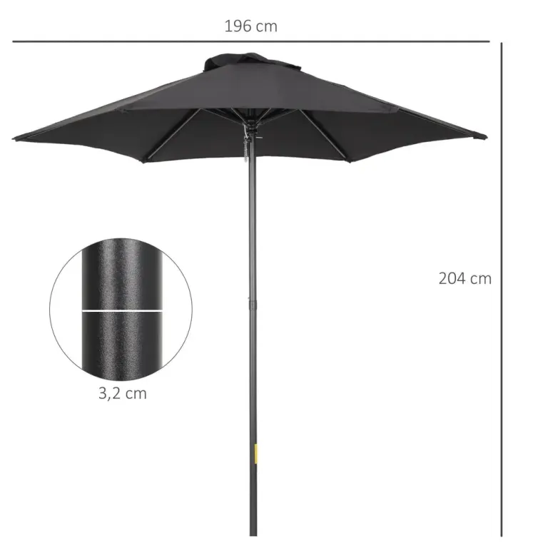 Parasoll – Sexkantigt Roterande med Vev – Ø196 cm