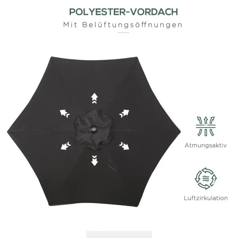 Parasoll – Sexkantigt Roterande med Vev – Ø196 cm