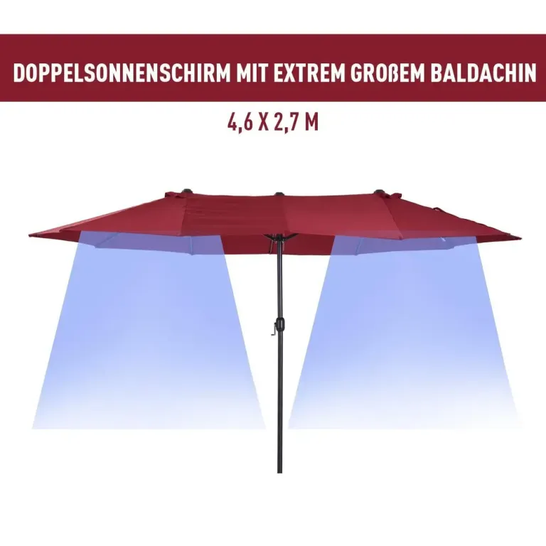 Träparasoll Dubbelt 455 x 270 cm