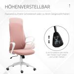 Kontorsstol Skrivbordsstol Rosa av Tyg och Metall för Kontor och Hemmakontor Ergonomisk Höj och Sänkbar med Justerbart Ryggstöd 110-119,5 cm